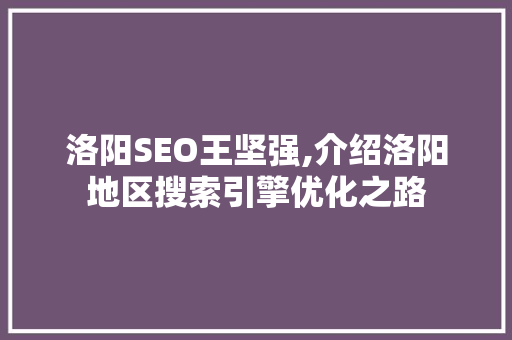 洛阳SEO王坚强,介绍洛阳地区搜索引擎优化之路