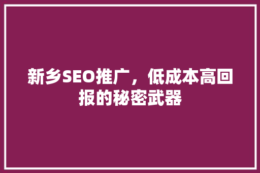 新乡SEO推广，低成本高回报的秘密武器