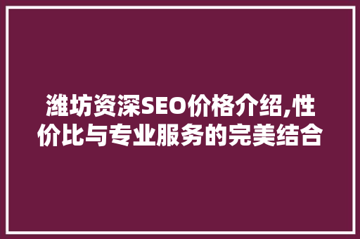 潍坊资深SEO价格介绍,性价比与专业服务的完美结合