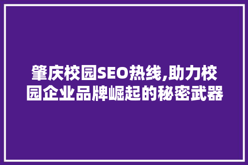 肇庆校园SEO热线,助力校园企业品牌崛起的秘密武器