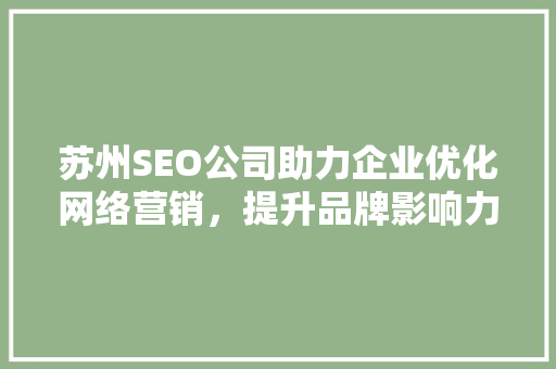 苏州SEO公司助力企业优化网络营销，提升品牌影响力