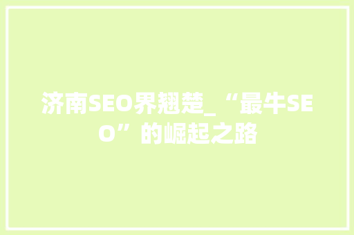 济南SEO界翘楚_“最牛SEO”的崛起之路