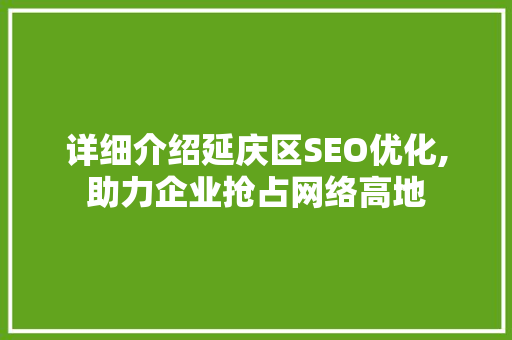详细介绍延庆区SEO优化,助力企业抢占网络高地