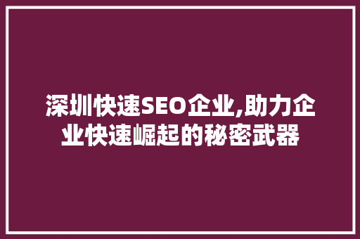 深圳快速SEO企业,助力企业快速崛起的秘密武器