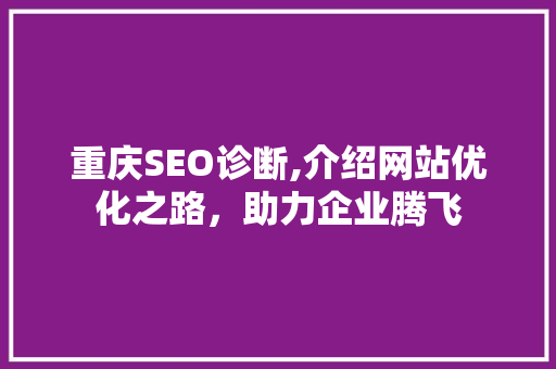重庆SEO诊断,介绍网站优化之路，助力企业腾飞