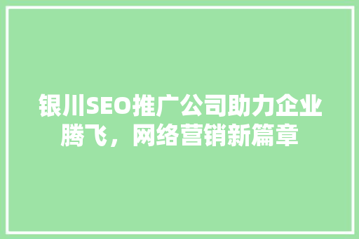 银川SEO推广公司助力企业腾飞，网络营销新篇章