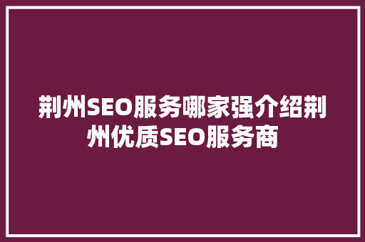 荆州SEO服务哪家强介绍荆州优质SEO服务商