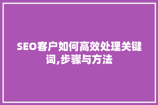 SEO客户如何高效处理关键词,步骤与方法