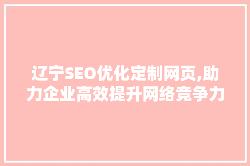 辽宁SEO优化定制网页,助力企业高效提升网络竞争力