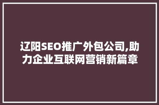 辽阳SEO推广外包公司,助力企业互联网营销新篇章