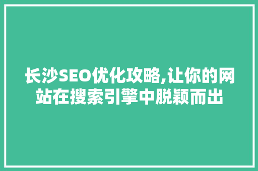 长沙SEO优化攻略,让你的网站在搜索引擎中脱颖而出