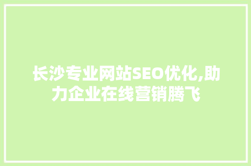 长沙专业网站SEO优化,助力企业在线营销腾飞