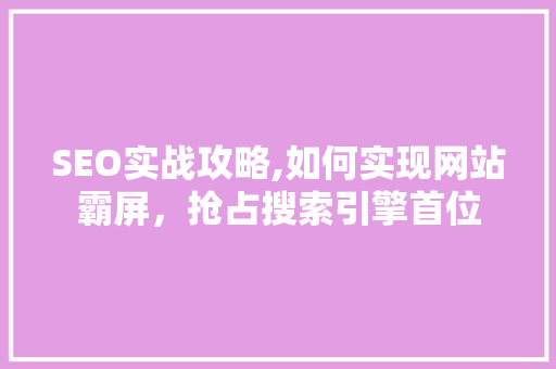 SEO实战攻略,如何实现网站霸屏，抢占搜索引擎首位