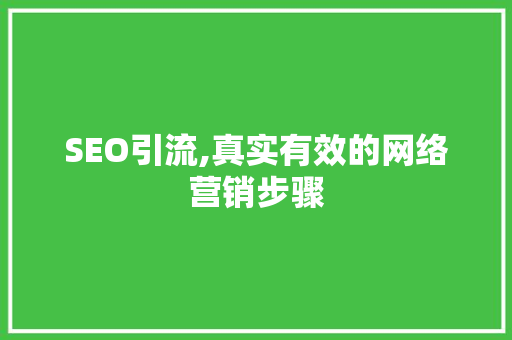 SEO引流,真实有效的网络营销步骤