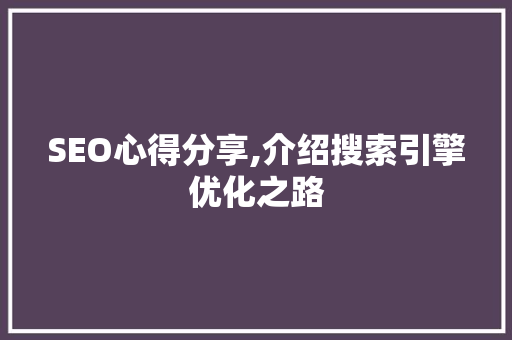 SEO心得分享,介绍搜索引擎优化之路