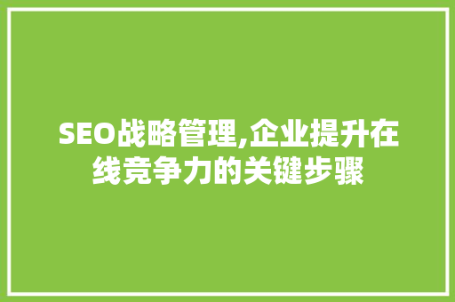 SEO战略管理,企业提升在线竞争力的关键步骤