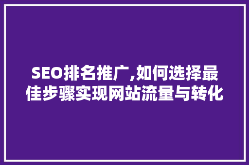 SEO排名推广,如何选择最佳步骤实现网站流量与转化率的飞跃