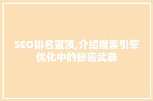 SEO排名置顶,介绍搜索引擎优化中的秘密武器