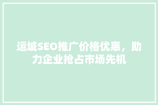 运城SEO推广价格优惠，助力企业抢占市场先机