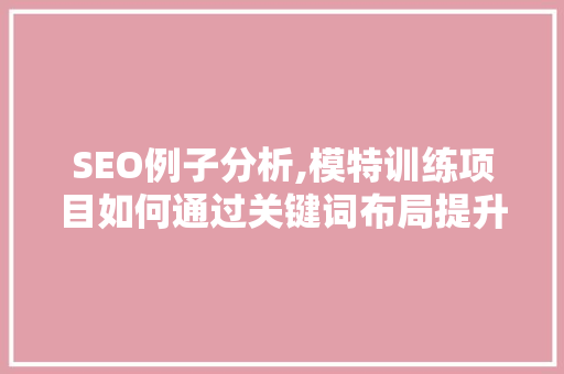 SEO例子分析,模特训练项目如何通过关键词布局提升搜索引擎排名