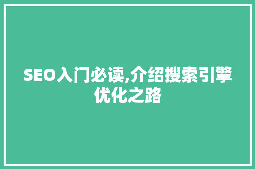 SEO入门必读,介绍搜索引擎优化之路