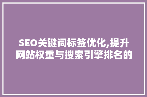 SEO关键词标签优化,提升网站权重与搜索引擎排名的步骤介绍