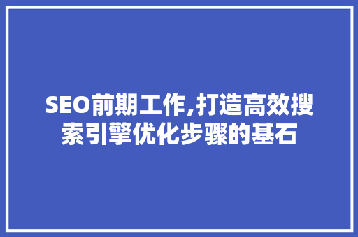 SEO前期工作,打造高效搜索引擎优化步骤的基石