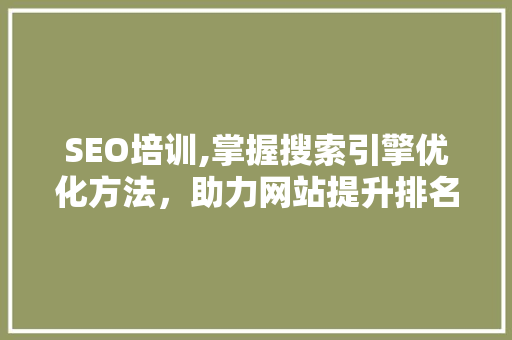SEO培训,掌握搜索引擎优化方法，助力网站提升排名