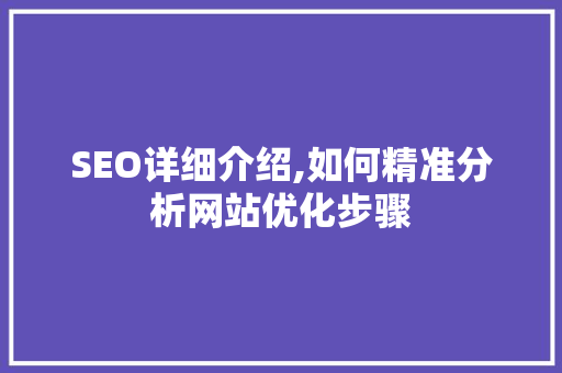 SEO详细介绍,如何精准分析网站优化步骤