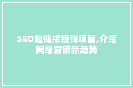 SEO超链接赚钱项目,介绍网络营销新趋势