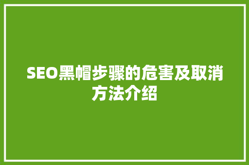 SEO黑帽步骤的危害及取消方法介绍