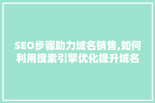 SEO步骤助力域名销售,如何利用搜索引擎优化提升域名交易效益