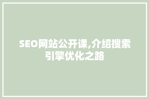 SEO网站公开课,介绍搜索引擎优化之路