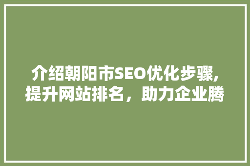 介绍朝阳市SEO优化步骤,提升网站排名，助力企业腾飞