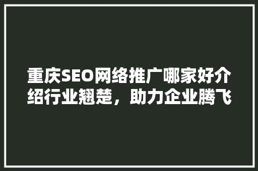 重庆SEO网络推广哪家好介绍行业翘楚，助力企业腾飞