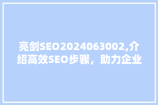 亮剑SEO2024063002,介绍高效SEO步骤，助力企业网站排名提升