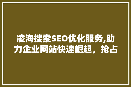 凌海搜索SEO优化服务,助力企业网站快速崛起，抢占搜索引擎排名高地