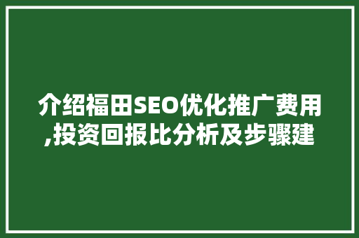 介绍福田SEO优化推广费用,投资回报比分析及步骤建议