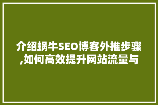 介绍蜗牛SEO博客外推步骤,如何高效提升网站流量与品牌影响力
