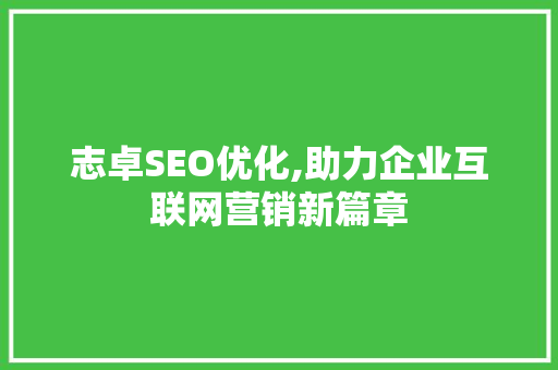 志卓SEO优化,助力企业互联网营销新篇章