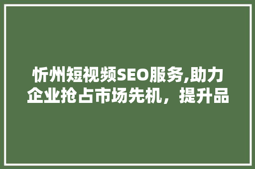 忻州短视频SEO服务,助力企业抢占市场先机，提升品牌影响力