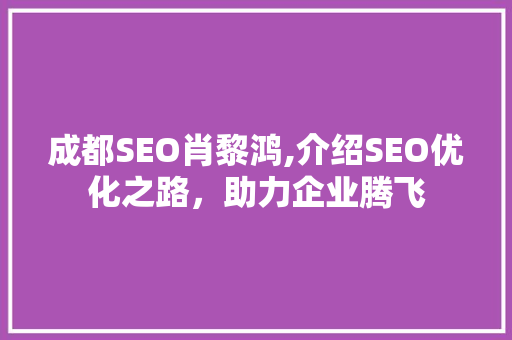 成都SEO肖黎鸿,介绍SEO优化之路，助力企业腾飞