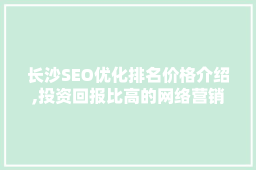 长沙SEO优化排名价格介绍,投资回报比高的网络营销步骤