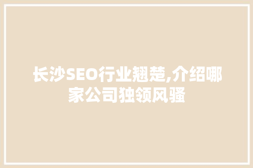 长沙SEO行业翘楚,介绍哪家公司独领风骚