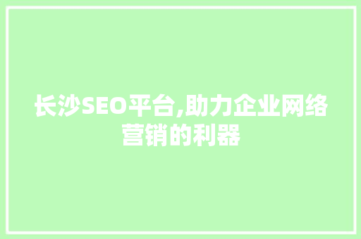 长沙SEO平台,助力企业网络营销的利器