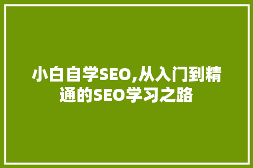 小白自学SEO,从入门到精通的SEO学习之路
