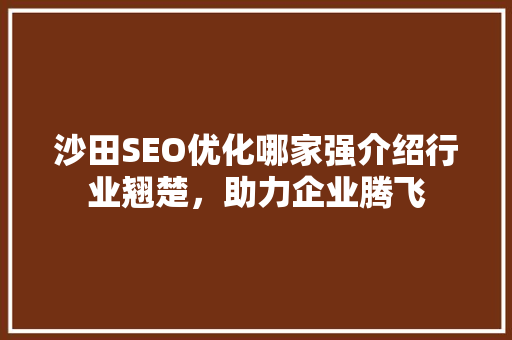 沙田SEO优化哪家强介绍行业翘楚，助力企业腾飞