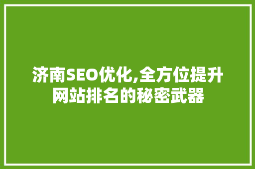 济南SEO优化,全方位提升网站排名的秘密武器
