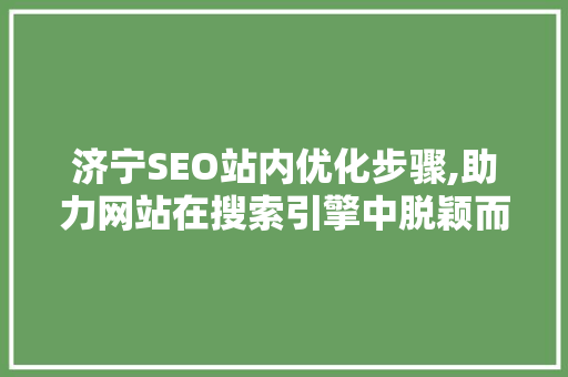 济宁SEO站内优化步骤,助力网站在搜索引擎中脱颖而出