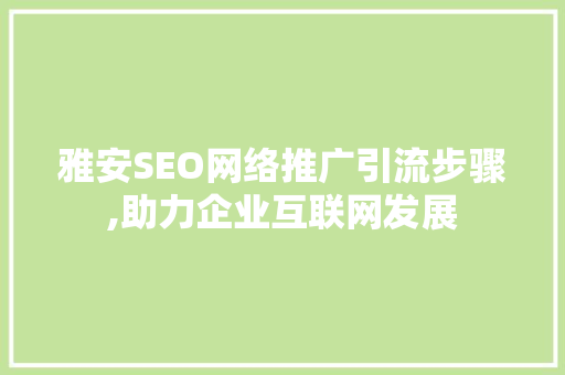 雅安SEO网络推广引流步骤,助力企业互联网发展